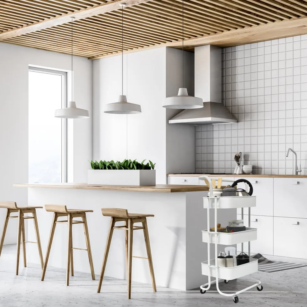 Carrello multiuso in metallo Bianco Phaedrus White