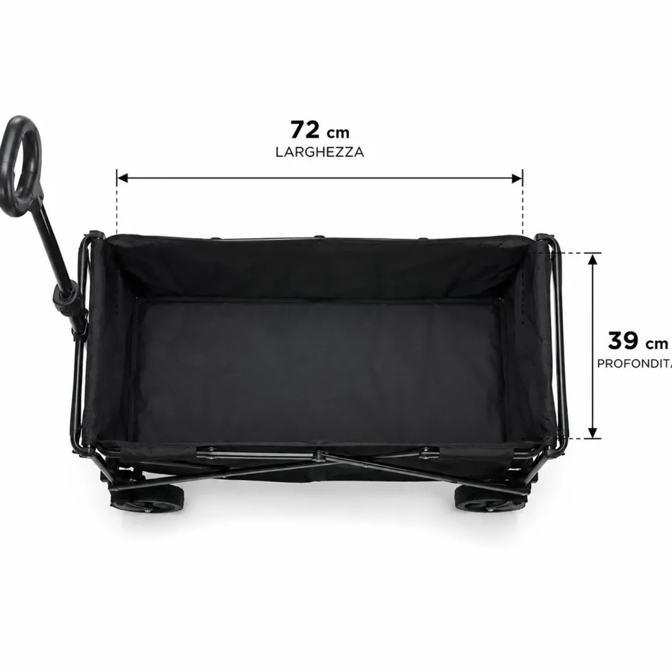 Carrello Pieghevole Utility Nero Capacità max 50 kg