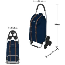 Carrello porta spesa Dakar 3 con 6 Ruote Blu Navy 50 litri