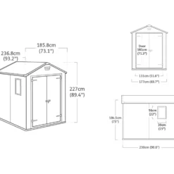 Casetta da giardino grande grigio Manor 6x8