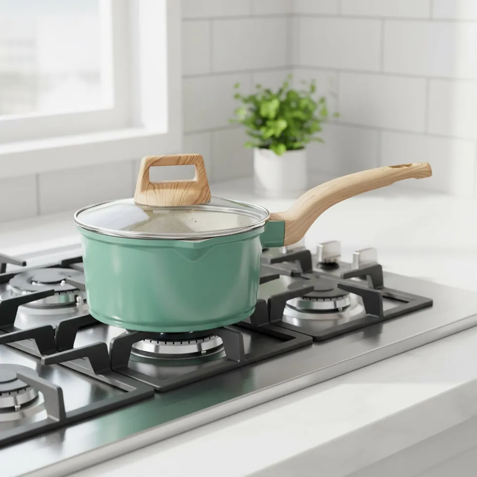 Casseruola Antiaderente in alluminio pressato con Coperchio in Vetro Crazy Wood diametro 16 cm
