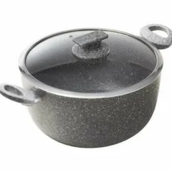Casseruola antiaderente 2 manici con coperchio in vetro Regina di pietra Induction