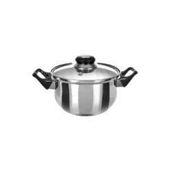 Casseruola in acciaio diametro 18 cm con coperchio in vetro Linea Stile Mediterraneo