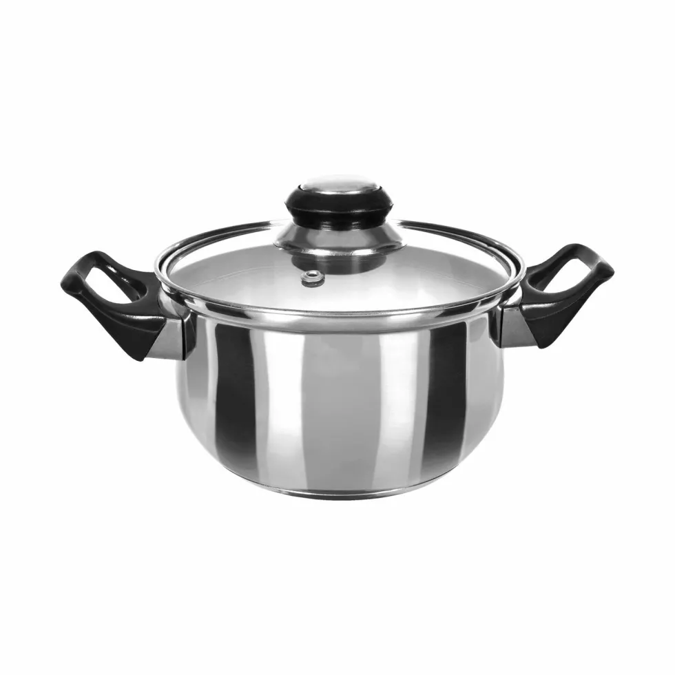 Casseruola in acciaio diametro 22cm con coperchio in vetro Linea Stile Mediterraneo