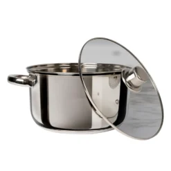 Casseruola in acciaio inox con coperchio in vetro Linea Matilde diametro 18 cm