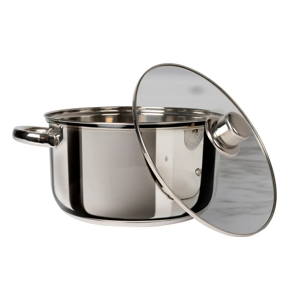 Casseruola in acciaio inox con coperchio in vetro Linea Matilde diametro 18 cm