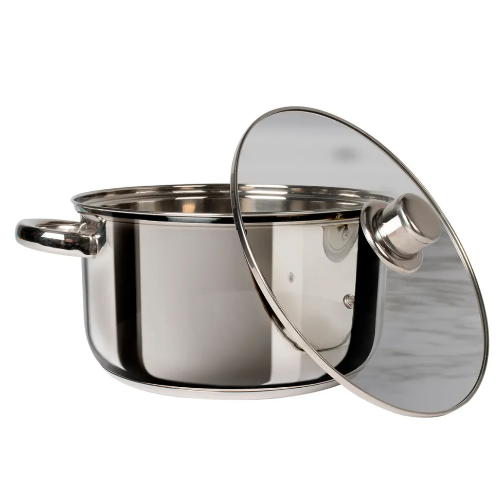 Casseruola in acciaio inox con coperchio in vetro Linea Matilde diametro 20 cm