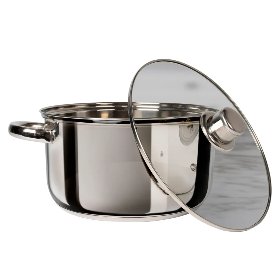 Casseruola in acciaio inox con coperchio in vetro Linea Matilde diametro 20 cm