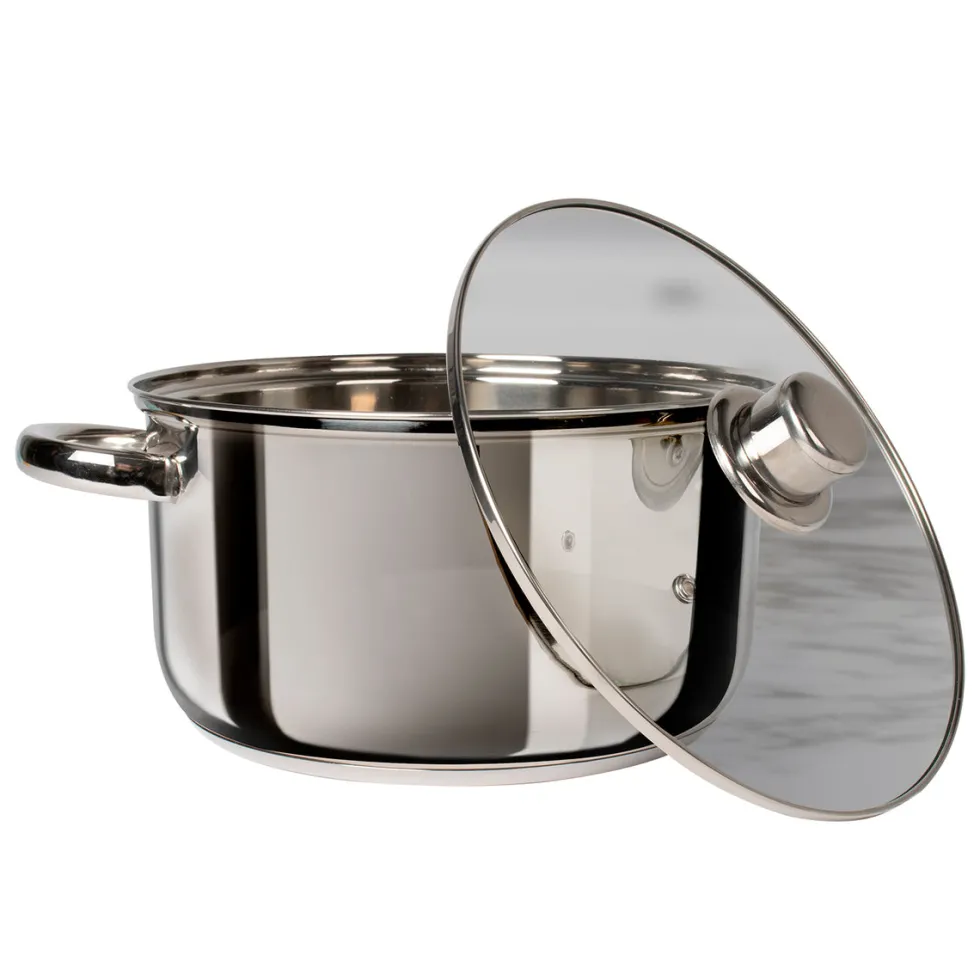 Casseruola in acciaio inox con coperchio in vetro Linea Matilde diametro 24 cm
