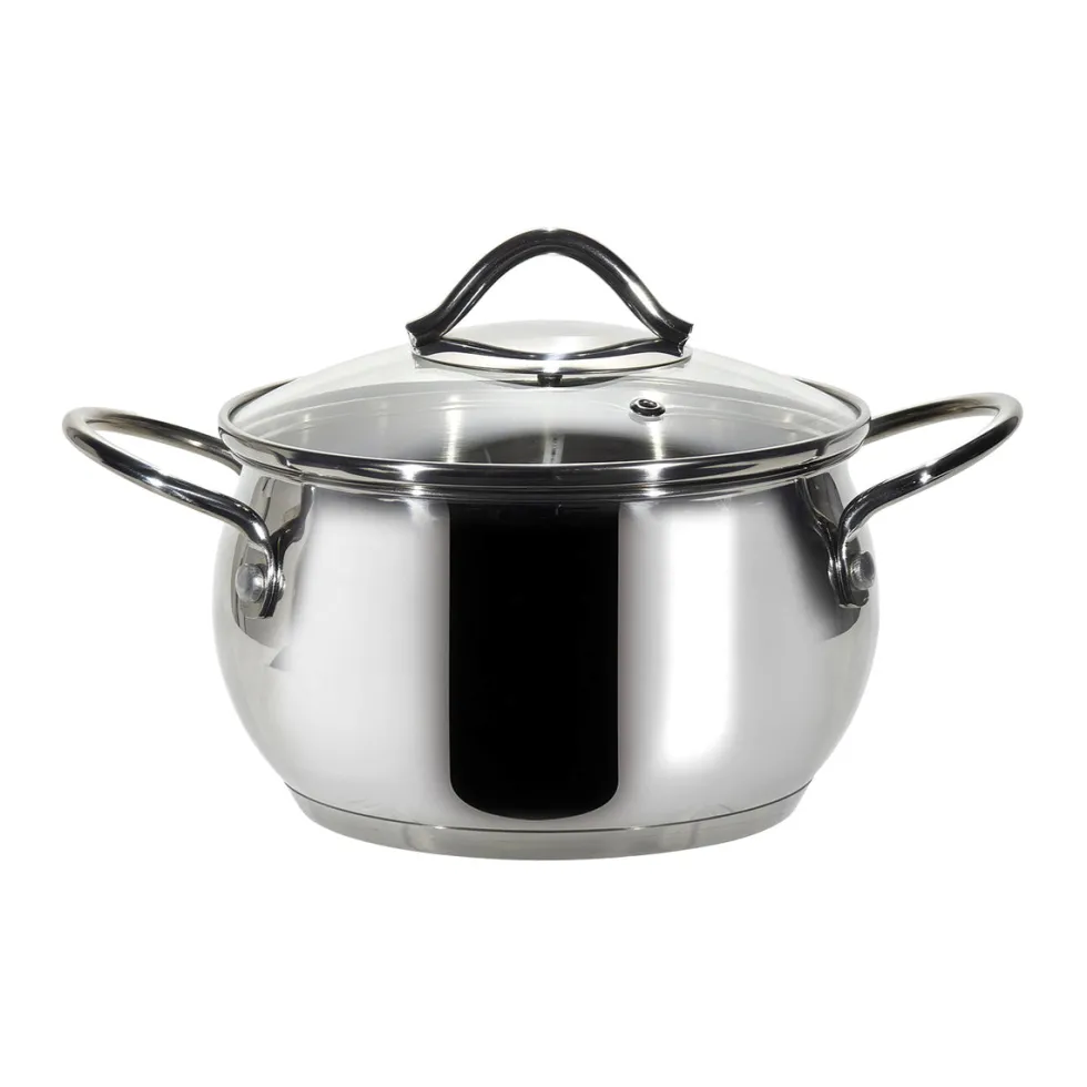 Casseruola in acciaio inox Veronique con coperchio in vetro temperato diametro 16 cm