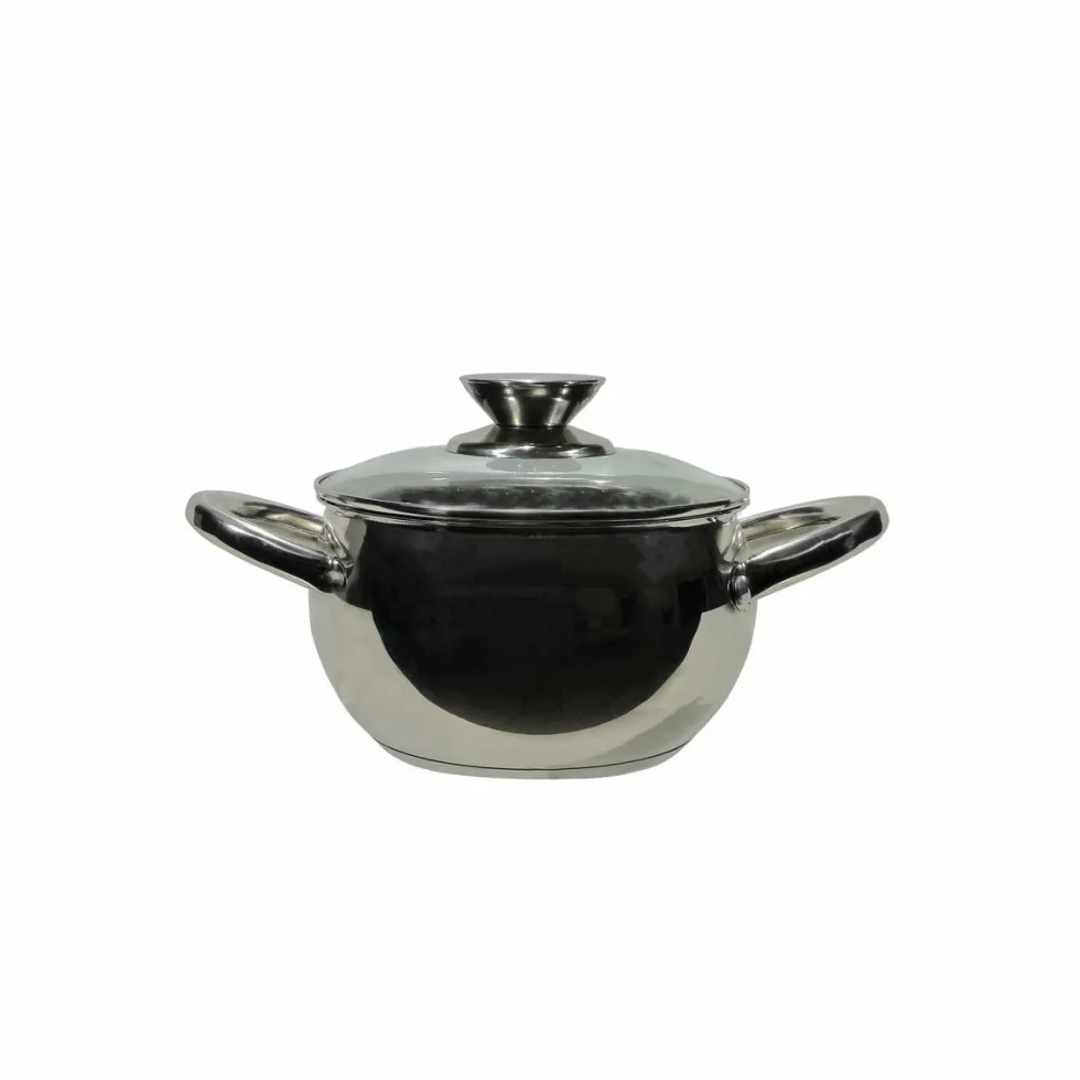 Casseruola in acciaio inox Veronique con coperchio in vetro temperato diametro 18 cm