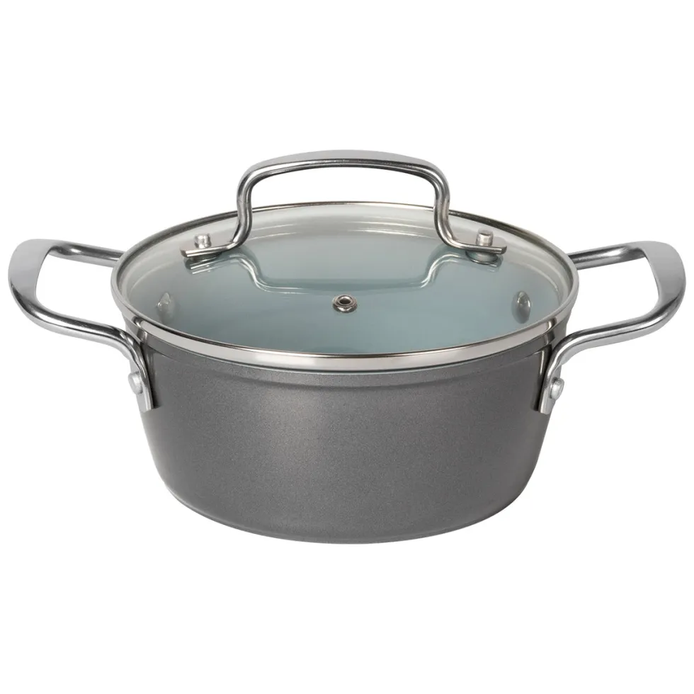 Casseruola in alluminio forgiato con coperchio in vetro Linea Keramì diametro 18 cm