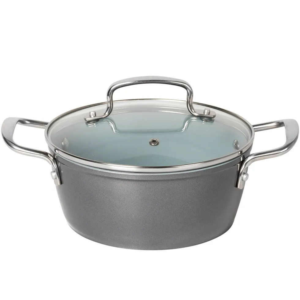 Casseruola in alluminio forgiato con coperchio in vetro Linea Keramì diametro 20 cm