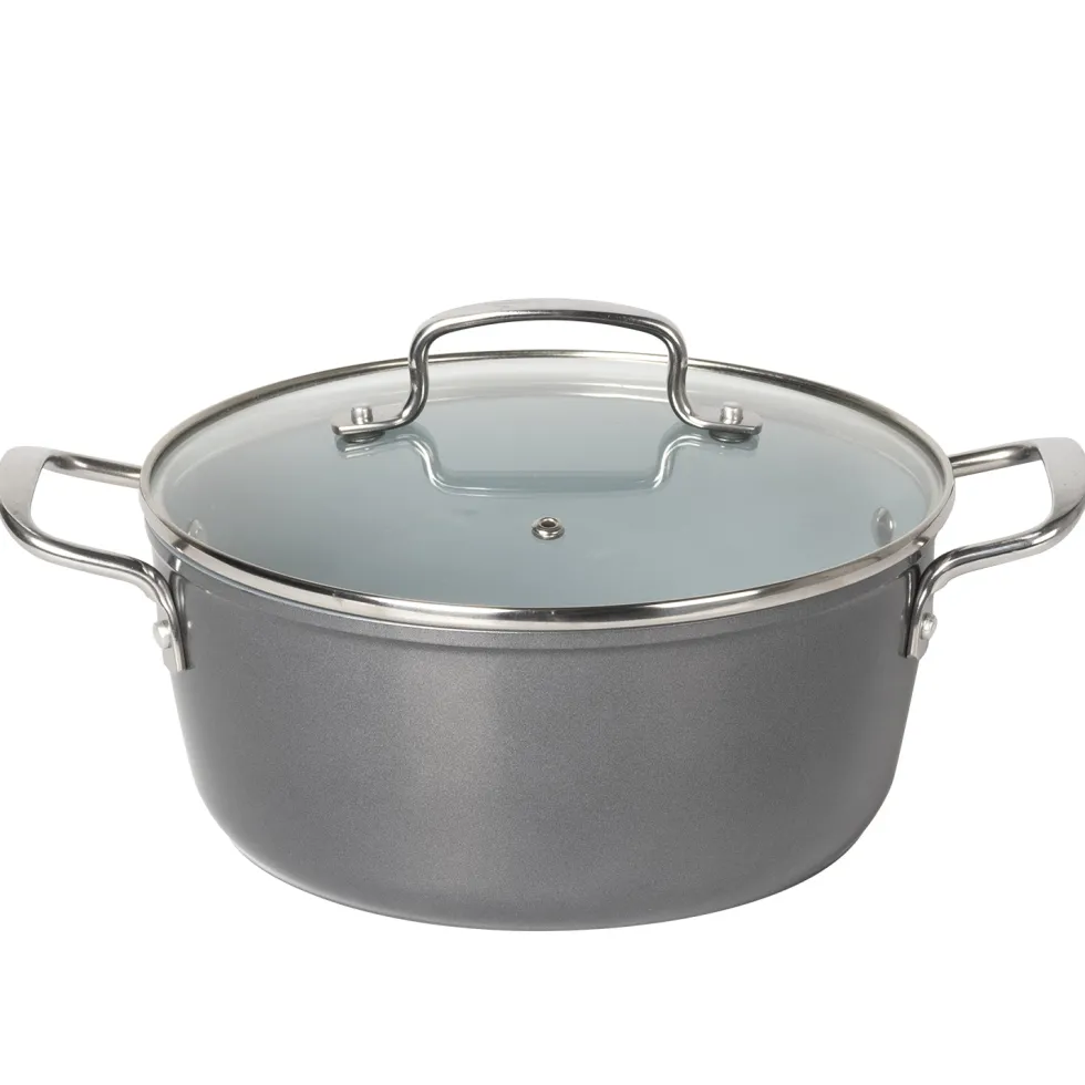 Casseruola in alluminio forgiato con coperchio in vetro Linea Keramì diametro 24 cm