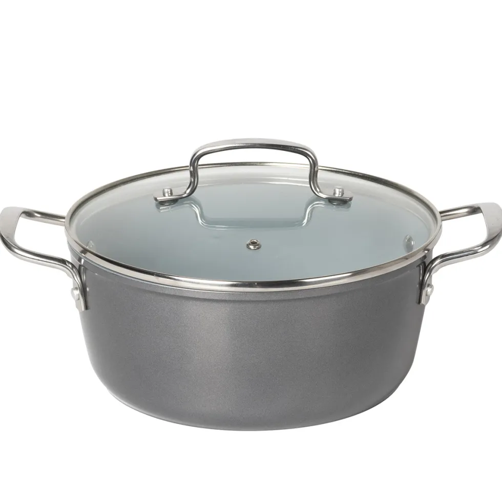 Casseruola in alluminio forgiato con coperchio in vetro Linea Keramì diametro 24 cm