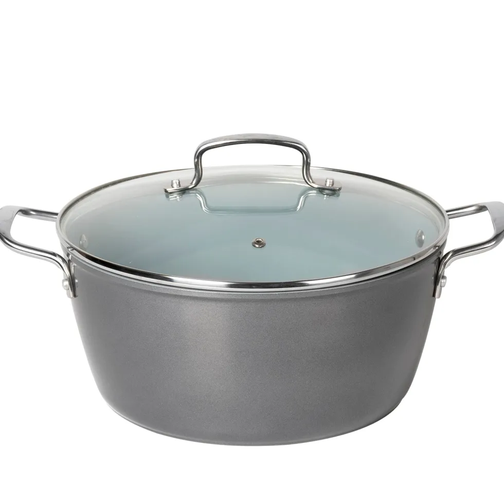 Casseruola in alluminio forgiato con coperchio in vetro Linea Keramì diametro 28 cm