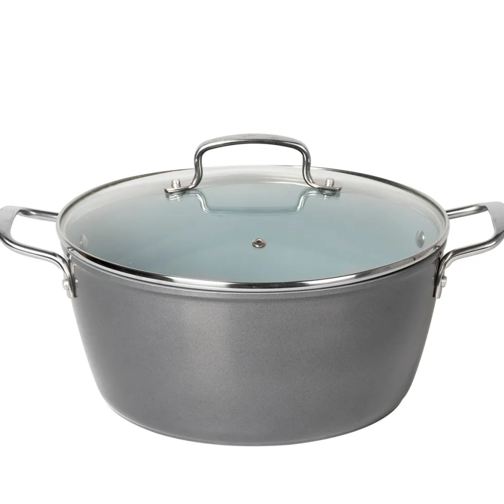 Casseruola in alluminio forgiato con coperchio in vetro Linea Keramì diametro 28 cm