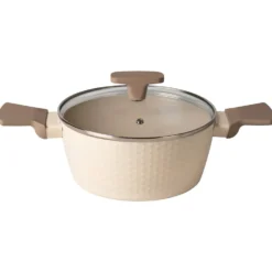 Casseruola in alluminio pressato Beige Linea Diamante diametro 20 cm