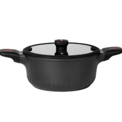 Casseruola in alluminio pressofuso con coperchio in vetro Linea Grenoble diametro 28 cm