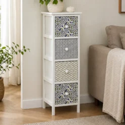Cassettiera Multiuso Linea Woodhandy 4 Cassetti Decorati