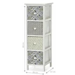 Cassettiera Multiuso Linea Woodhandy 4 Cassetti Decorati
