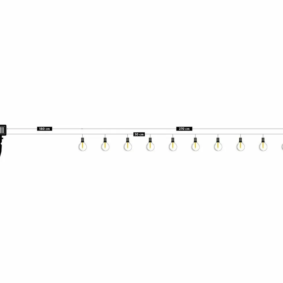 Catena luminosa 10 lampadine solari luce calda da esterno, catena 2,7 metri