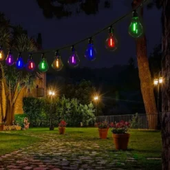 Catena Luminosa 10 Lampadine Solari Luce Multicolor da esterno