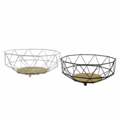 Centrotavola Metallo Satinato con Base Bamboo h10 cm diametro 26 cm