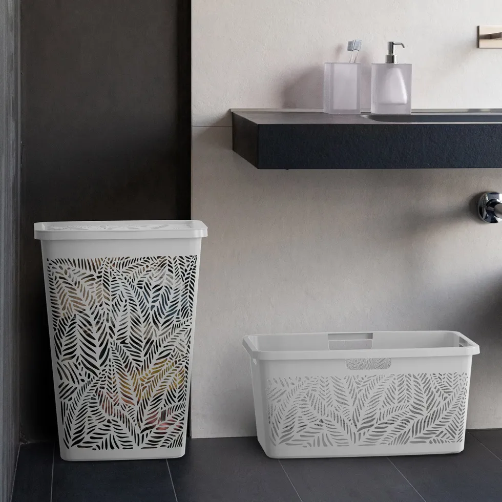 Cesta Portabiancheria Jungle Hamper Bianca 55 litri