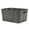 Cesta Rettangolare Salvaspazio con maniglie Effetto Legno Grigio