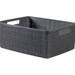 Cestino rettangolare Jute Antracite M 12 litri