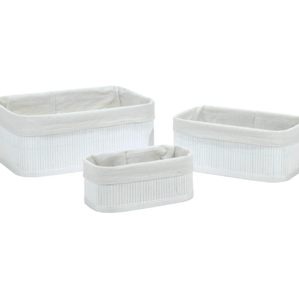 Cestino Rettangolare Multiuso in Bamboo Bianco