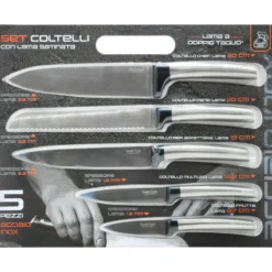Coltelli in acciaio inox con lama satinata set 5 pezzi