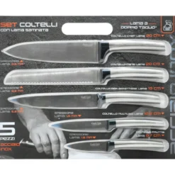 Coltelli in acciaio inox con lama satinata set 5 pezzi