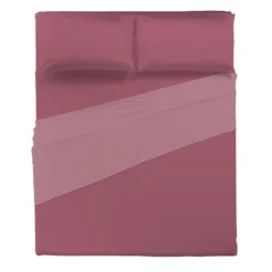 Completo Letto Matrimoniale in Cotone Tinta Unita Burgundy 4 pezzi