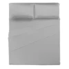 Completo Letto Matrimoniale in Cotone Tinta Unita Grigio Chiaro 4 Pezzi