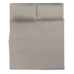 Completo Letto Matrimoniale in Cotone Tinta Unita Tortora