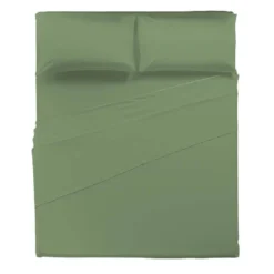 Completo Letto Matrimoniale in Cotone Tinta Unita Verde