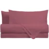 Completo Letto 1 Piazza e Mezza in Cotone Tinta Unita Burgundy