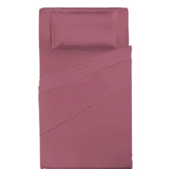 Completo Letto 1 Piazza e Mezza in Cotone Tinta Unita Burgundy