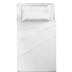 Completo Letto Piazza e Mezza in Cotone Tinta Unita Bianco 3 Pezzi