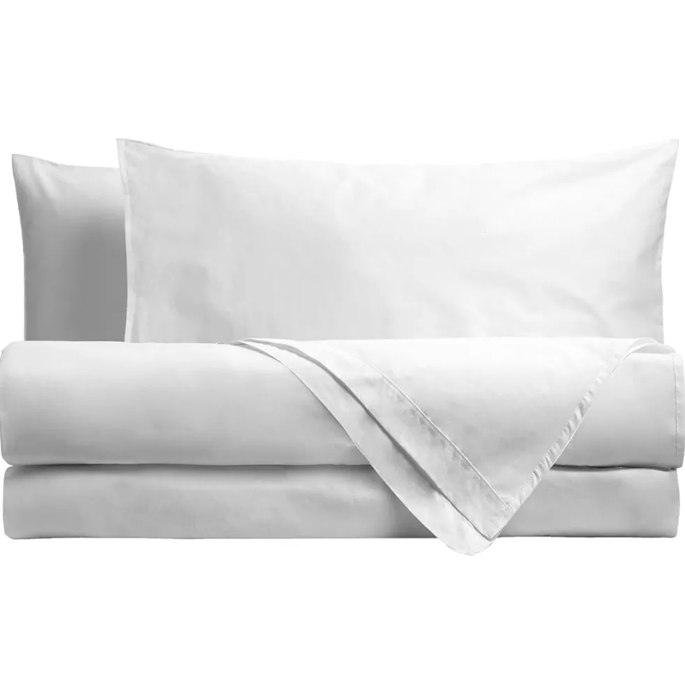 Completo Letto Piazza e Mezza in Cotone Tinta Unita Bianco 3 Pezzi