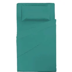 Completo Letto Piazza e Mezza in Cotone Tinta Unita Verde Acqua 3 Pezzi