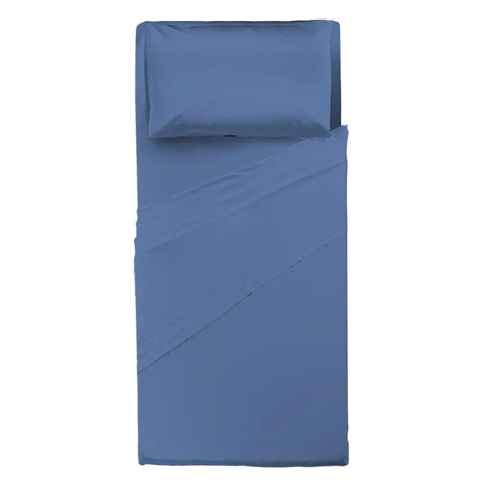Completo Letto Singolo in Cotone Tinta Unita Blu Royal 3 pezzi
