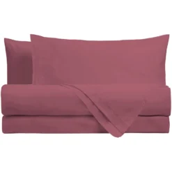 Completo Letto Singolo in Cotone Tinta Unita Burgundy 3 pezzi