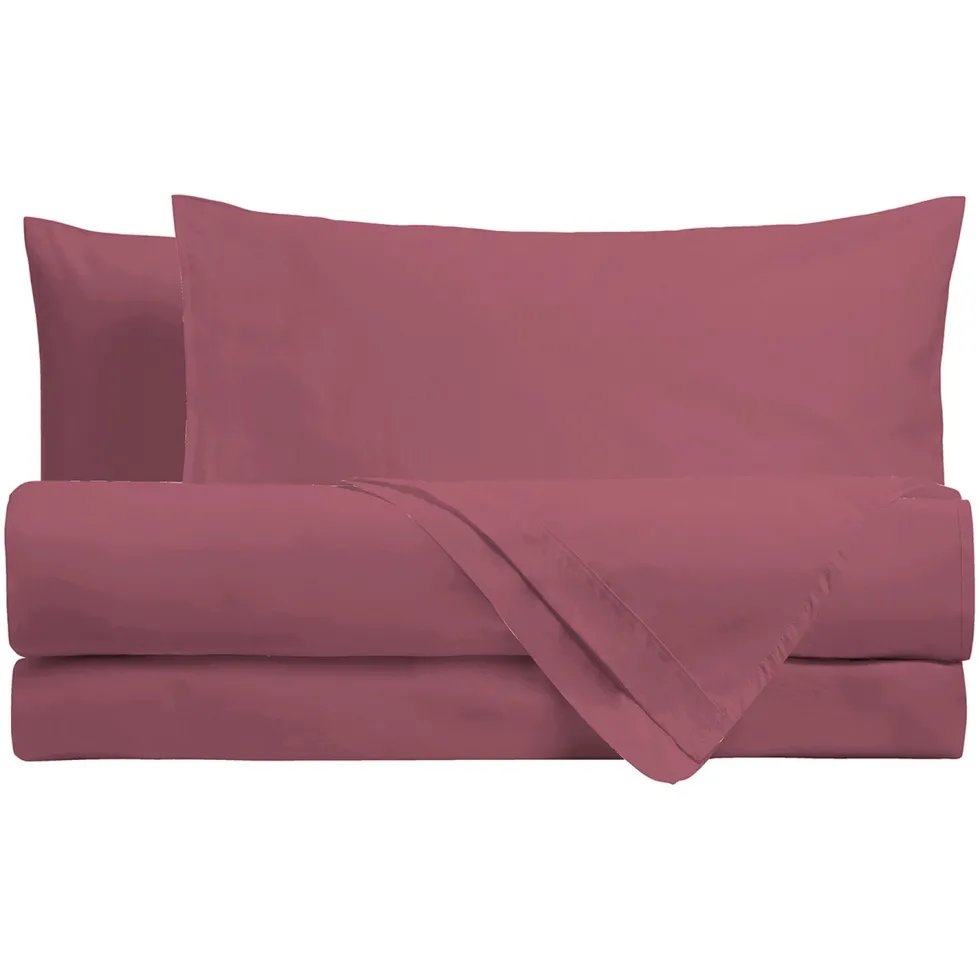 Completo Letto Singolo in Cotone Tinta Unita Burgundy 3 pezzi