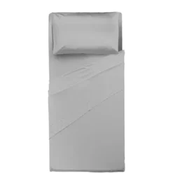 Completo Letto Singolo in Cotone Tinta Unita Grigio Chiaro 3 pezzi