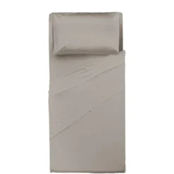 Completo Letto Singolo in Cotone Tinta Unita Tortora 3 pezzi