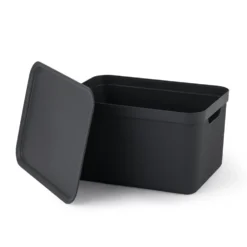 Contenitore Decobox Jive Effetto Tessuto Nero con Coperchio Nero 16 Litri