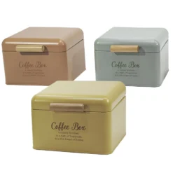 Contenitore Portacapsule/Cialde in Metallo con Manico in Legno h14x20x20 cm
